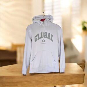 H&M Men’s Beige Global World Pull Over Hoodie Size Small
